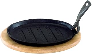 Update International CIZP-11/SET Cast Iron Steak Platter and Wood Underliner