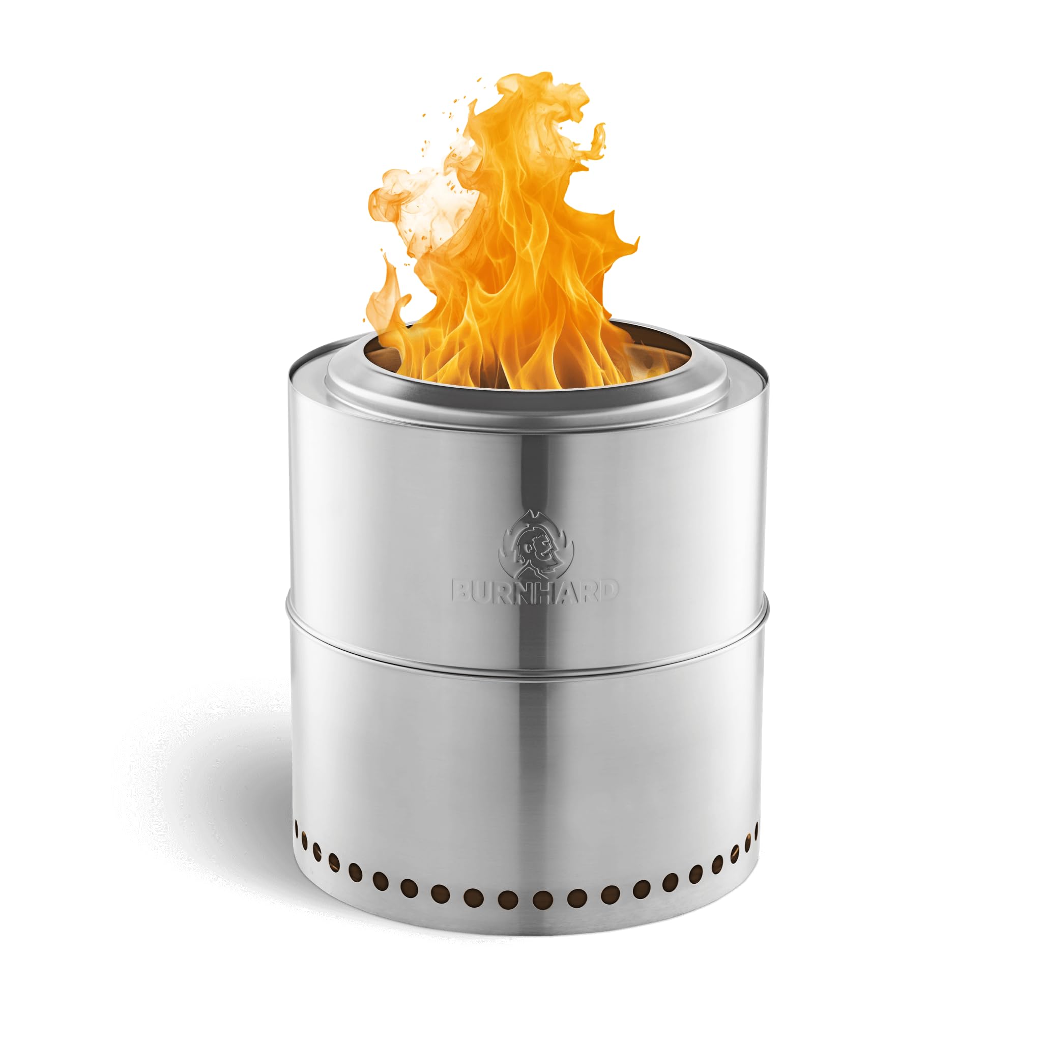 BURNHARD® Feuerschale Edelstahl 36 cm, inkl. Aufbewahrungstasche, Feuertonne, Feuerkorb, raucharme Sekundär-Verbrennung, langlebig & mobil für Garten, Terrasse & Balkon