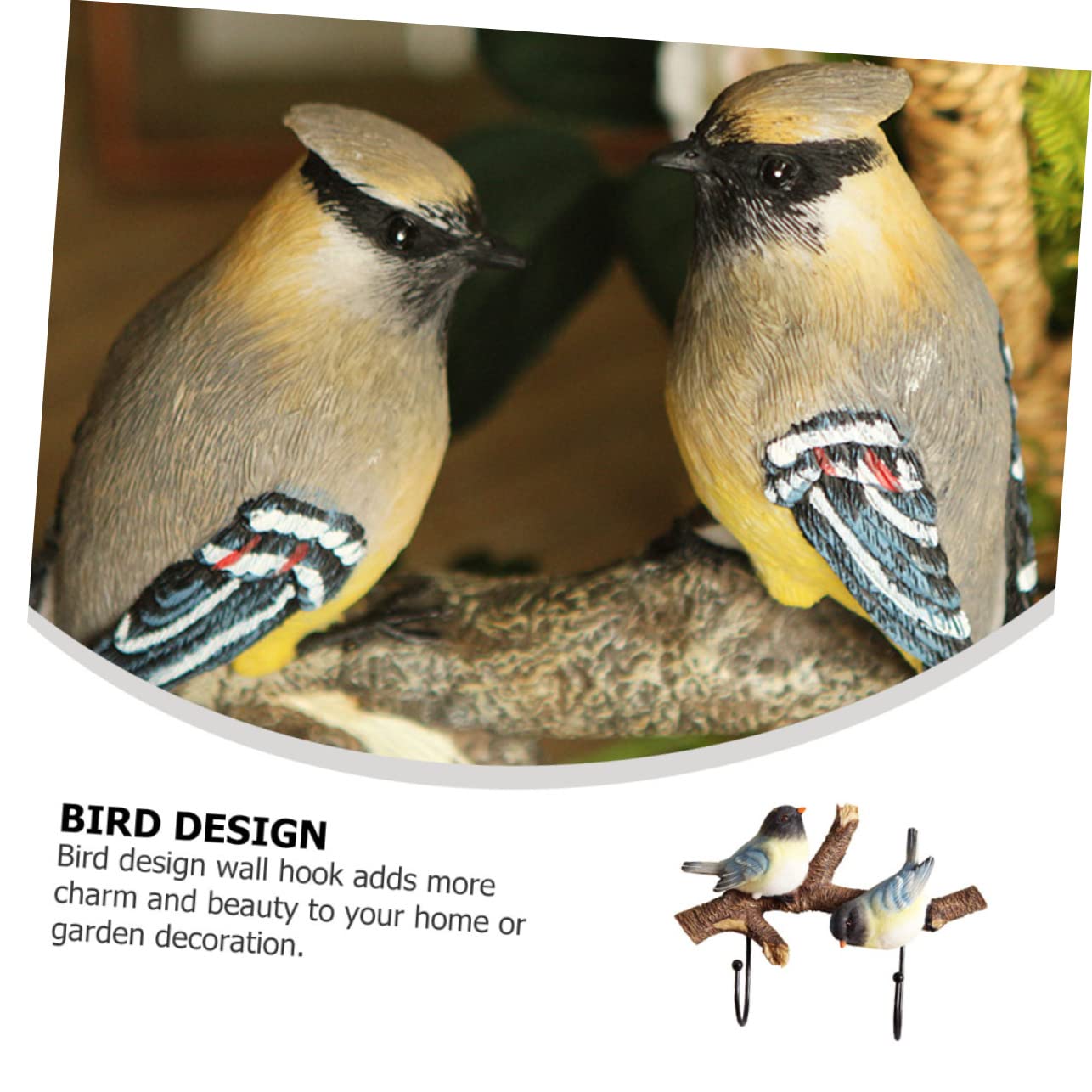 GLEAVI Ganci Da Parete Decorativi in Resina a Forma Di Uccelli, Appendiabiti e Porta-cappelli Rustici in Legno, Set Da 2 Pezzi Per Ingresso, Soggiorno e Camera Da Letto