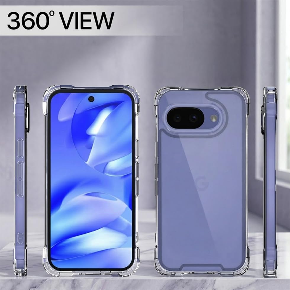 Image of Fashionury Clear Back Cover Case for Google Pixel 10a | Anti-Yellow Acrylic Hard Back + Soft TPU Bumper | Shockproof 360 Protection | Slim Transparent Bumper Case (Clear)