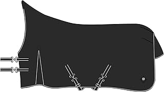 Imperial Riding IRHBasic Couverture d'extérieur 300 g à col Haut et Chaude - Matériau résistant aux intempéries - Soufflet d'aisance - Polyester 600D - Sangles croisées - Lacets de Queue et de Jambe