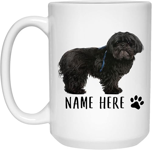 Shih Tzu - Taza de café con texto personalizado, taza de cerámica de 15 onzas, regalo divertido para perro, mamá, papá