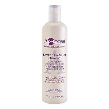 Aphogee Keratin and Green Tea Shampoo for Damaged Hair 12 fl oz | Frizz Control | Color Safe | Gentle Strengthening Cleanser | Reduces Hair Breakage | Sulfate Free | Replenishes Keratin