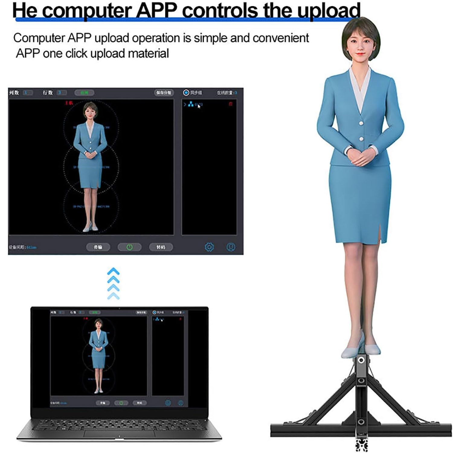 Wentylator Holograficzny 3D Z Bluetooth, 45-Centymetrowy Projektor Holograficzny Led Do Reklamy, Wyświetlacz Pionowy Z Pilotem I Wi-Fi, Regulacja Jasności, Na Wystawy, Do Barów