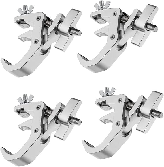 4Pack Stage Light Clamps Hook,440 lb Load Capacity Aluminum Alloy Truss C-Clamp,Fit 1.6-2.0inch OD Tube for DJ Lighting Projector Par Lights Spot Lights Stage Lighting Accessories