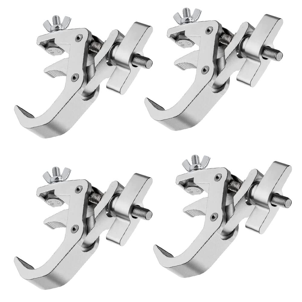 4Pack Stage Light Clamps Hook,440 lb Load Capacity Aluminum Alloy Truss C-Clamp,Fit 1.6-2.0inch OD Tube for DJ Lighting Projector Par Lights Spot Lights Stage Lighting Accessories