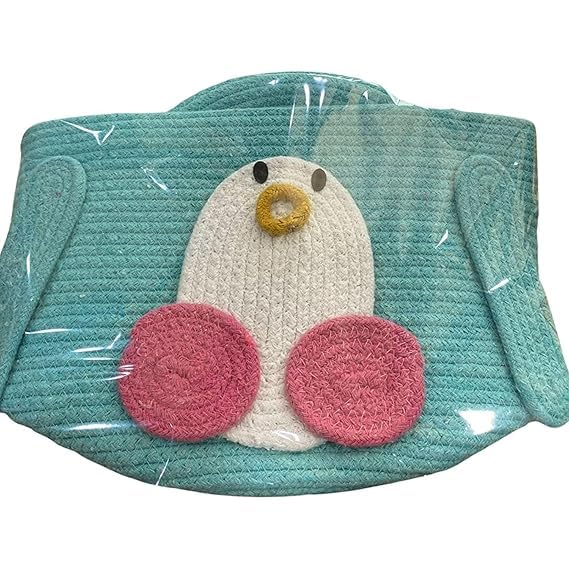 Image of Talib Textile Woven Cotton Rope Round Jute Basket Bin Storage Organizer With Lid for Home, Kitchen, Baby, Laundry Hamper, Toys, Clothes (Aqua, 10+10)