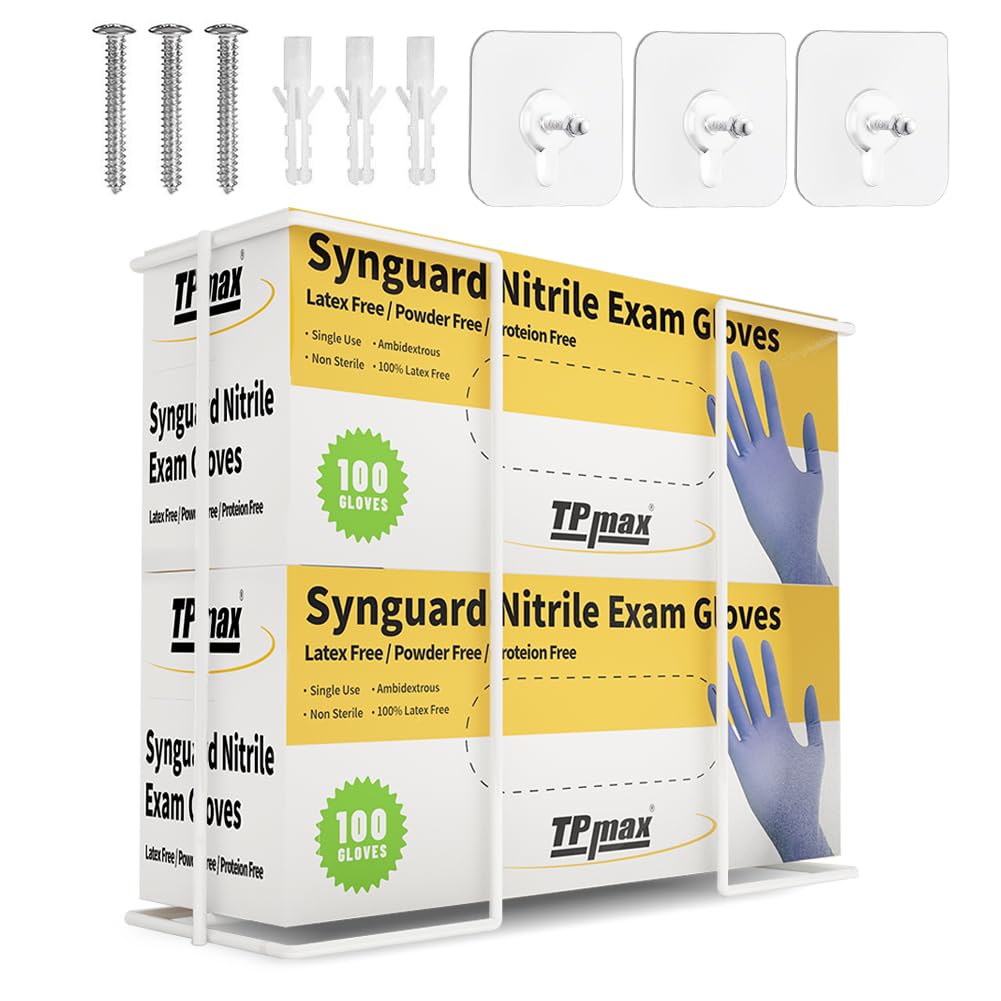 XL Gloves Box Facial Tissue Box Holder,Wire Rack Dispenser for Gloves,Tissues Paper Towels Organizer - Mounting Accessories Included - Holds up to 2