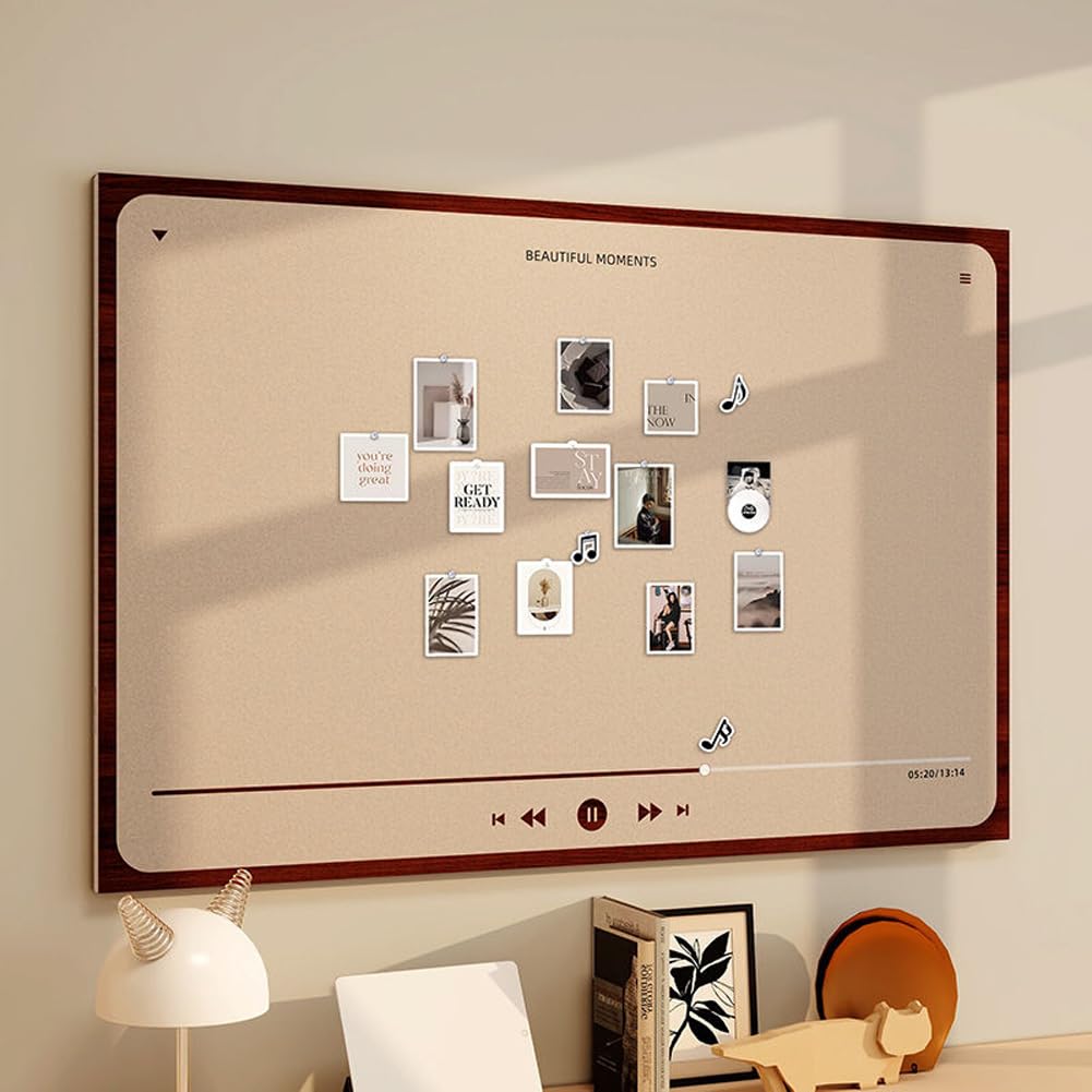 Tablero de anuncios Plegable de Corcho y Fieltro, 40 x 80 cm, con chinchetas, para Pared, Oficina o Aula.
