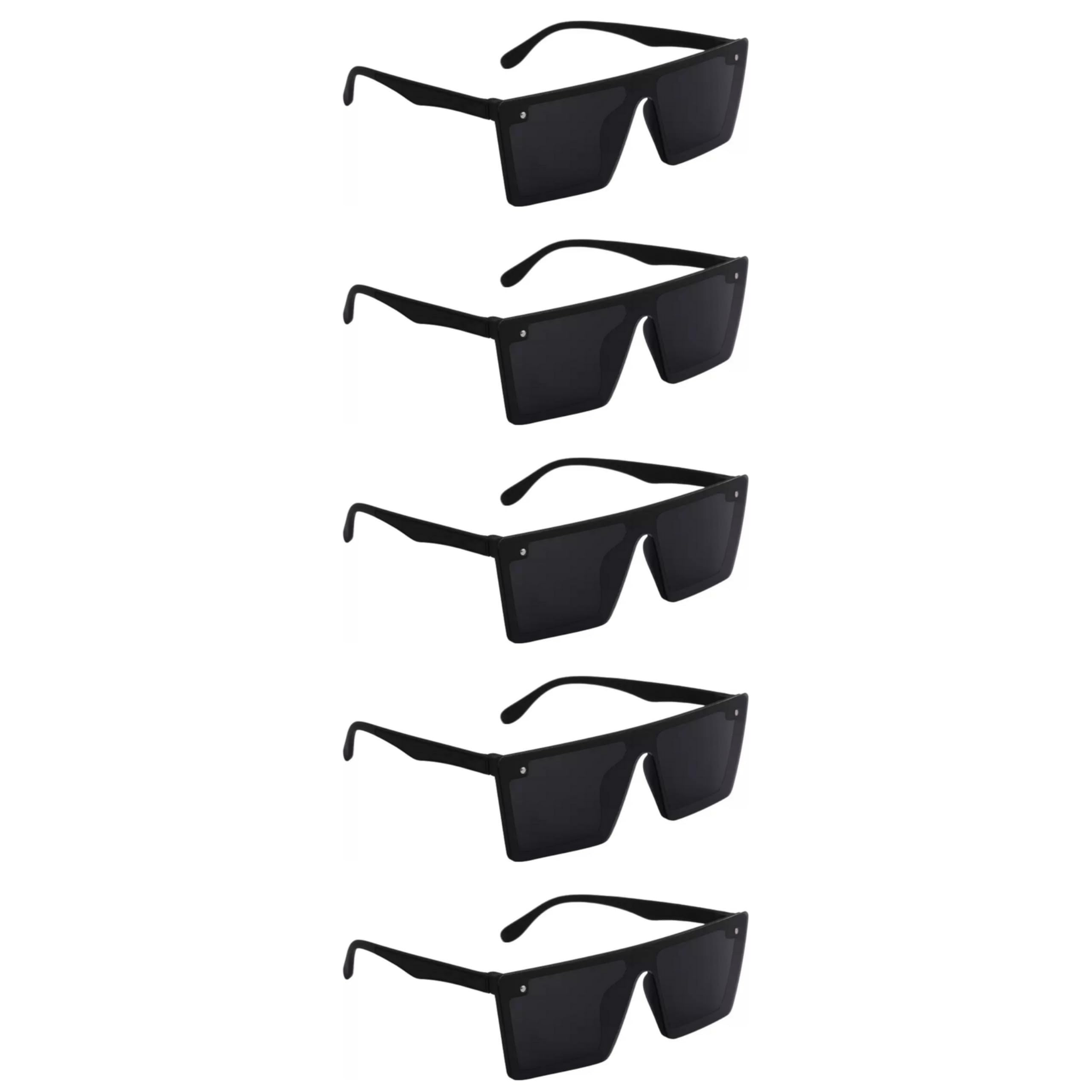 pc star | Full Rim Square Branded Latest and Stylish Sunglasses | 100% UV Protected | Men & Women | Medium | Black Frame/Black Lens - Pack of 5-picture-26