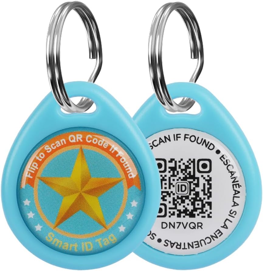 icitekwan QR Code Smart Pet ID Tag for Dogs & Cats - Waterproof, No Fees, Privacy Protected, Durable ABS (Blue, M)