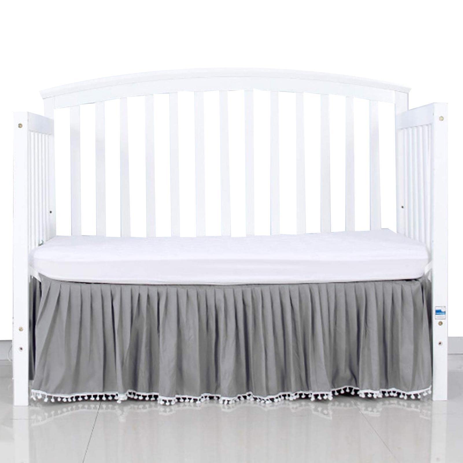 Jupe De Lit Plissée Blanc - 71x132 Cm, Hauteur 36 Cm - Microfibre Pour Berceau Standard Ou Lit Enfant - Cache-Sommiers Élégant