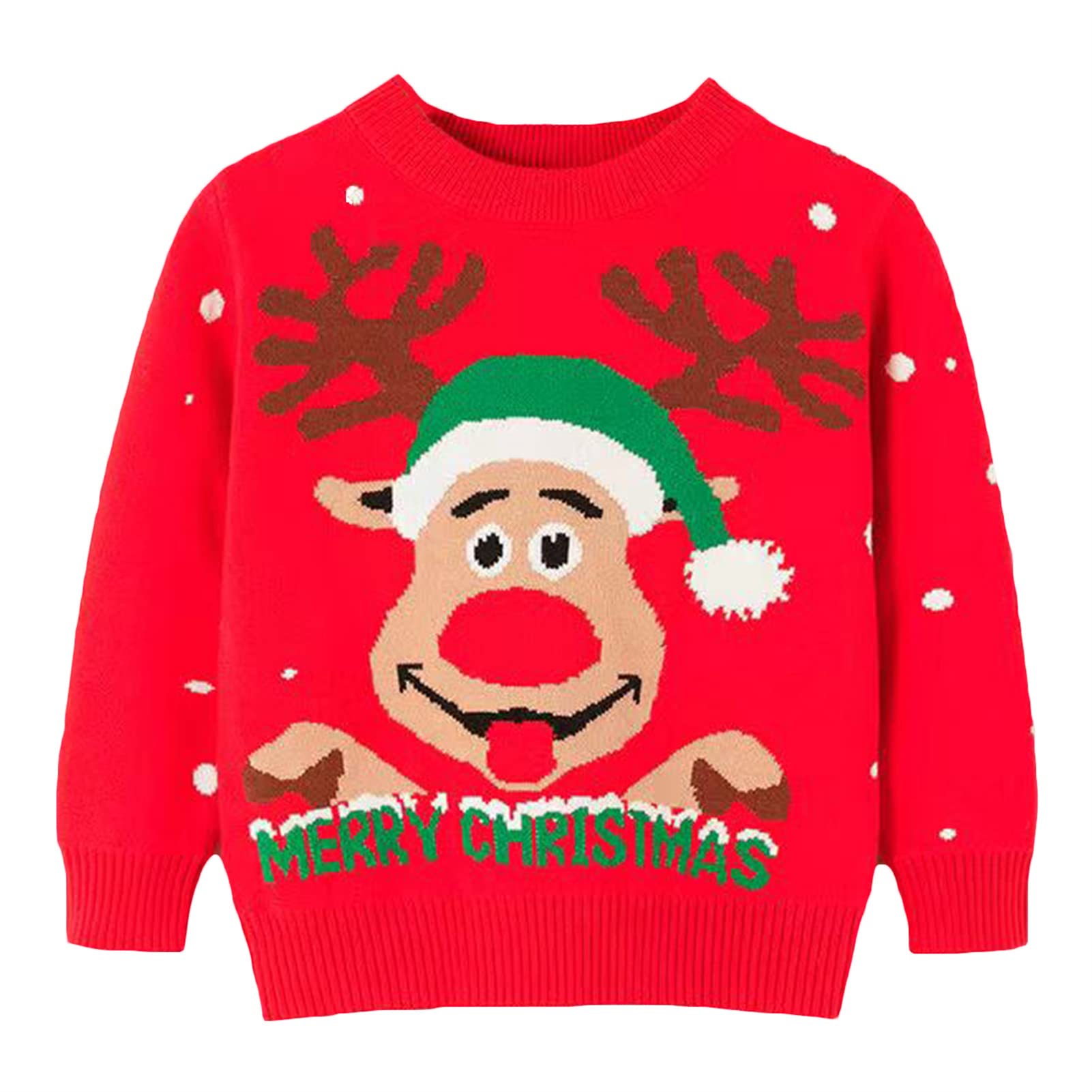 HILEELANG Toddler Boy Girl Christmas Sweater Pullover Reindeer Elk Snowman Sweatshirts Tops