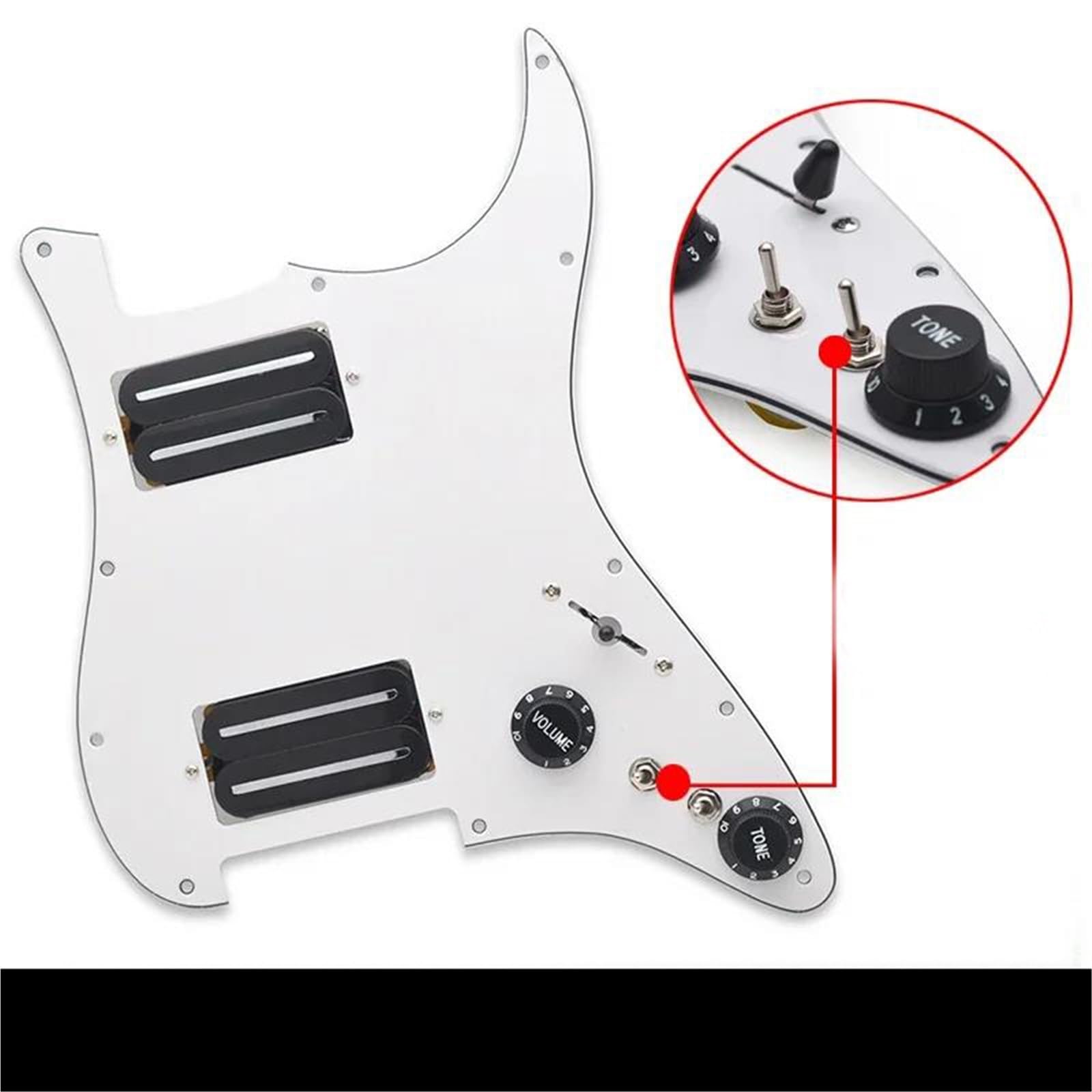 Maskownica do gitary elektrycznej HH z dwoma ostrzami i załadowanymi dwoma humbuckerami wstępnie okablowana płytka Scratchplate Zestaw Przetworników Pickguard