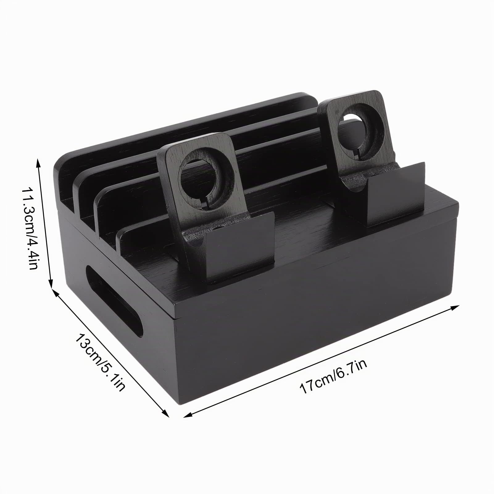 TOPINCN Station de Charge 5 Ports Chargeur, Station de Charge en Bambou Support de Station de Charge Multifonction pour Téléphones Tablettes Montres électronique (Le Noir)