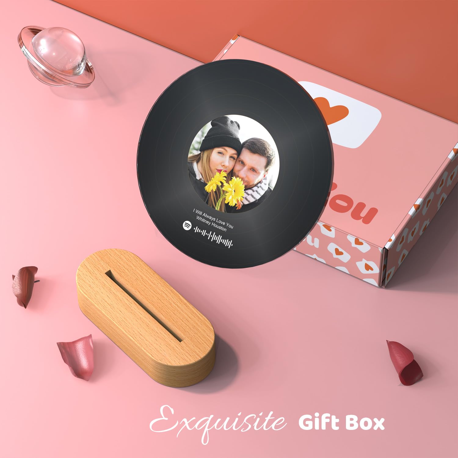 Targa Musicale Personalizzata Con Luce LED In Acrilico – Copertina Album Fotografico Con QR Code – Regalo Di Coppia - 3