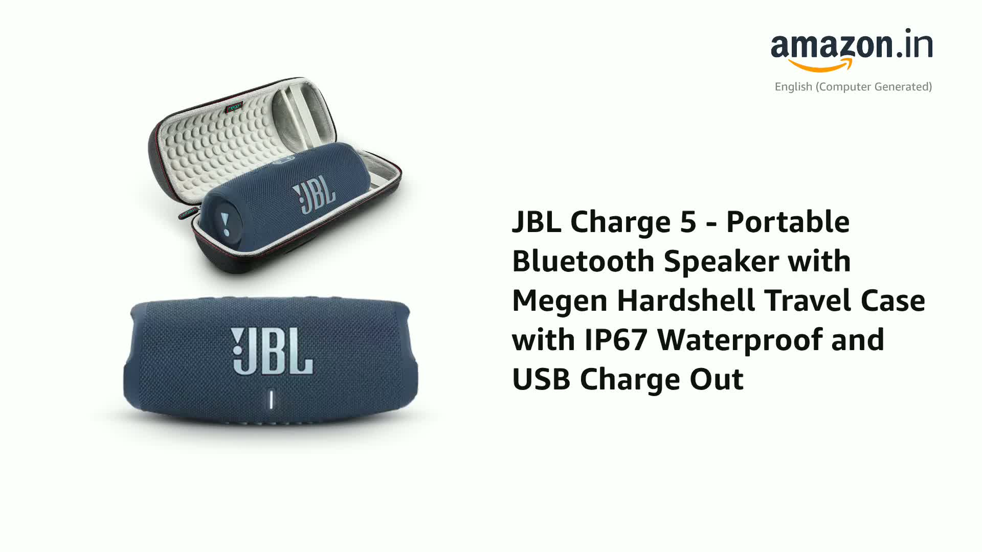 JBL Charge 5 - Portable Bluetooth Speaker with Megen Hardshell