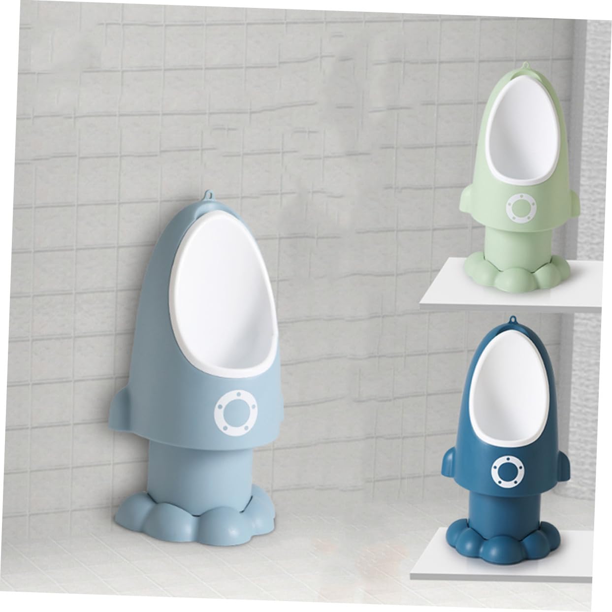 Höhenverstellbarer Steh Toilettensitz für Jungen mit Lustigem Raketen Design aus Pp Bequem und Leicht zu Reinigen für Töpfchentraining von Kleinkindern