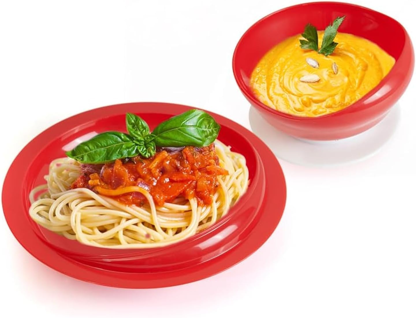 pekokavo Spill Proof Scoop Bowl and Plate with Non-Skid Suction Base, Adaptive Self-Feeding Dinnerware for Elderly/Disabled (Red Combo Set) pekokavo Spill Proof Scoop Bowl and Plate with Non-Skid Suction Base, Adaptive Self-Feeding Dinnerware for Elderly/Disabled (Red Combo Set)