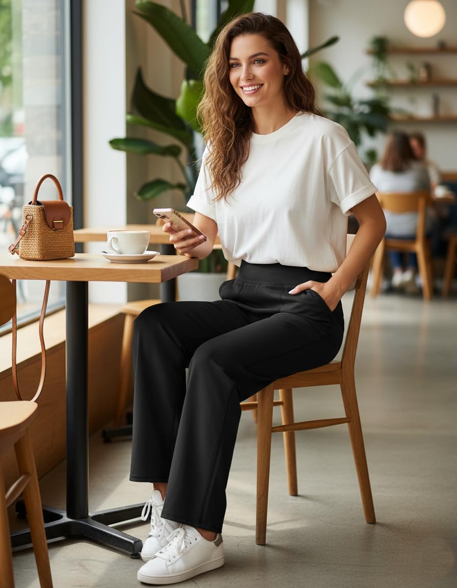 Zylioo Gamba lunga larga, leggings da yoga, da donna, opachi, per il fitness, lunghi, extra lunghi