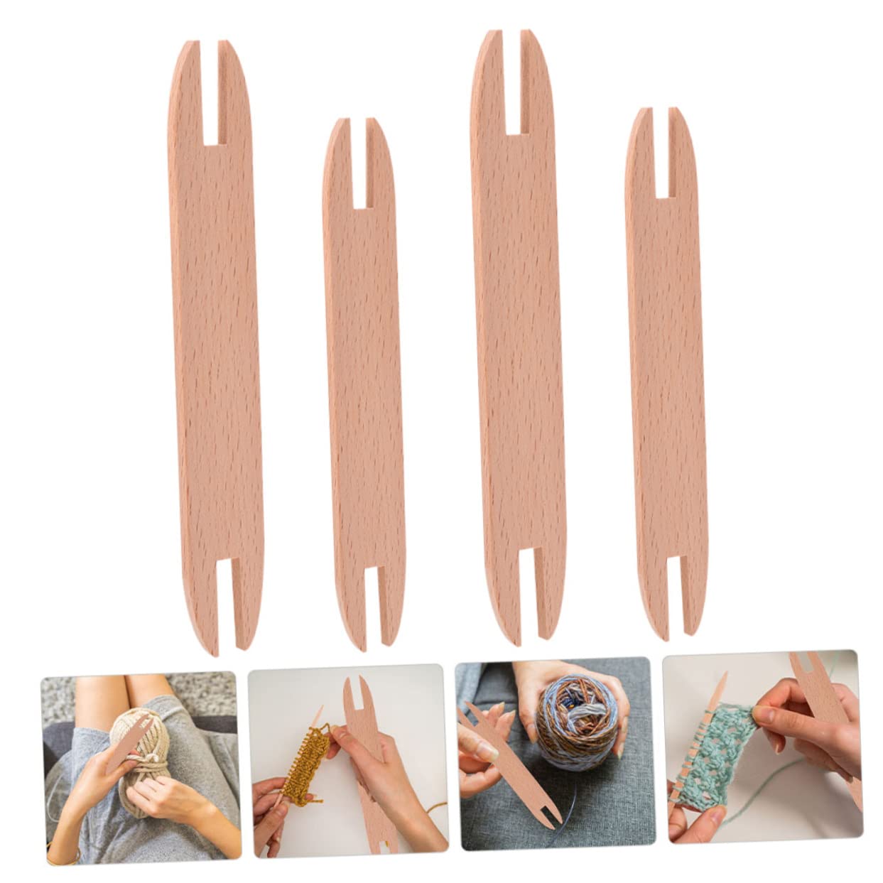 Ciieeo 16 STK Webschiffchen Webschiffchen Tapisserie Häkelset Holzschiffchen DIY-Shuttles Schal Häkelzubehör Werkzeug strickende Schiffchen Occhi-Shuttle hölzern Webstuhl einstellen Suite