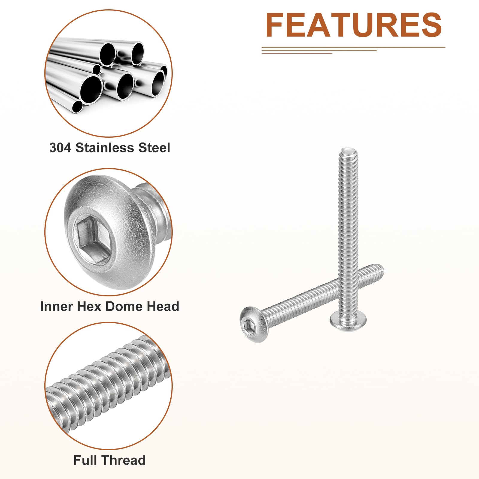 DTGN #2-56x3/4" Button Head Socket Cap Screws, 100Pack, Good for Machine, 304 Stainless Steel 18/8 - Image 4