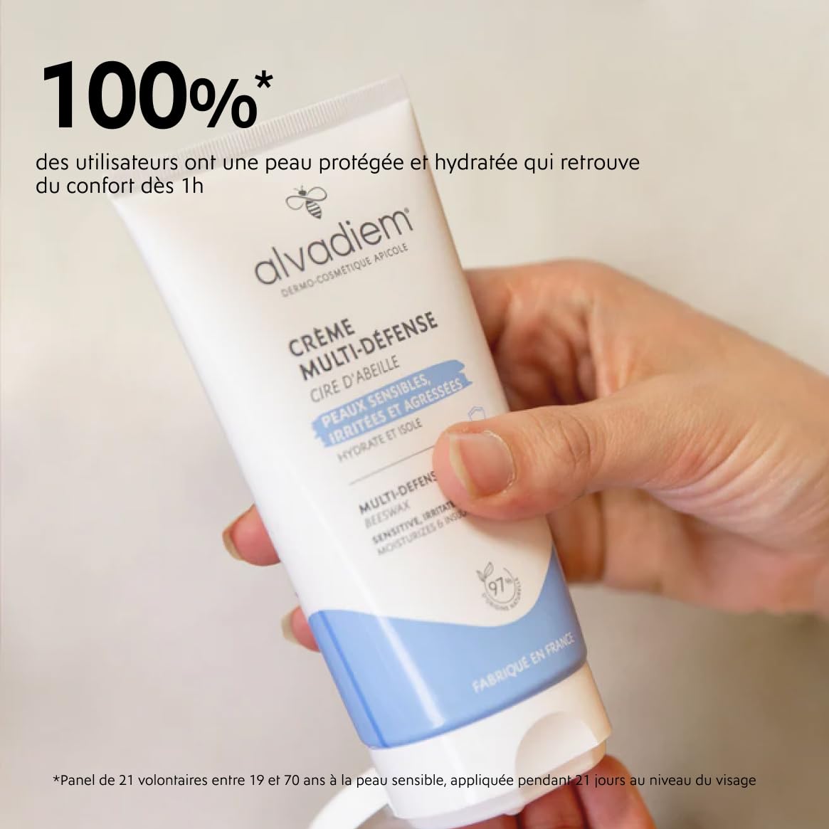 Alvadiem | Crème Multi-Défense à la cire d'abeille | Protège les peaux sensibles des agressions extérieures | Peau réactives | Soin barrière | Fabriqué en France | 150ml