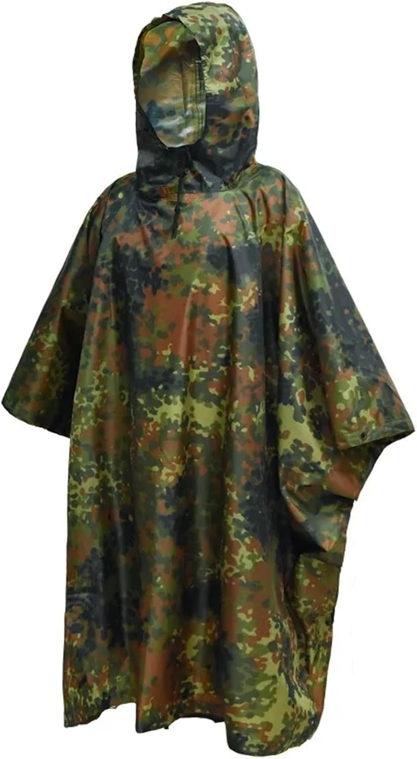 Rain Poncho Waterproof Outdoor Hooded Breathable Rainwear Camo Poncho Tactical Raincoat Camping Hiking Hunting
