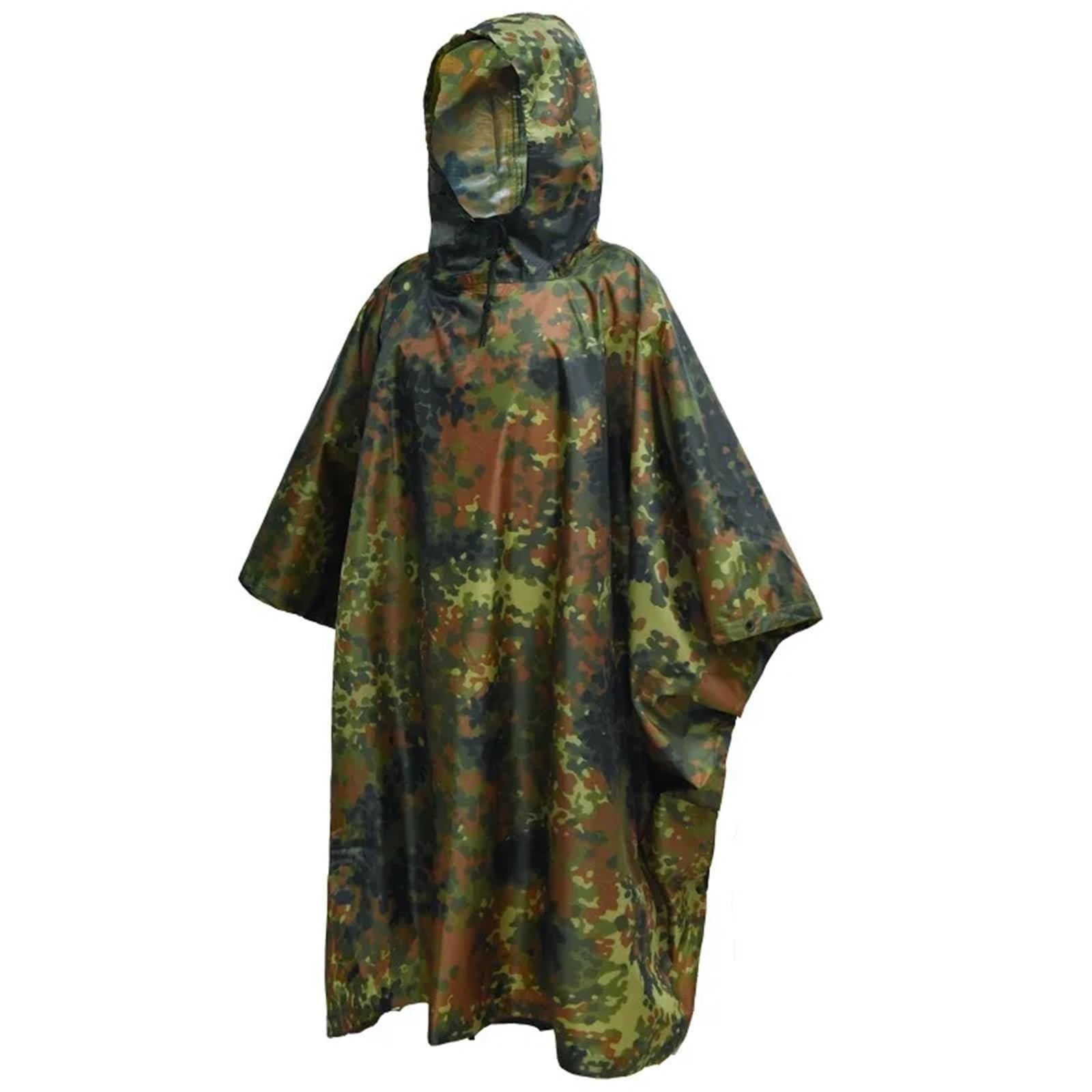 Impermeabile da donna Poncho mimetico traspirante con cappuccio Abbigliamento antipioggia tattico for caccia all'aperto campeggio(Color 2)