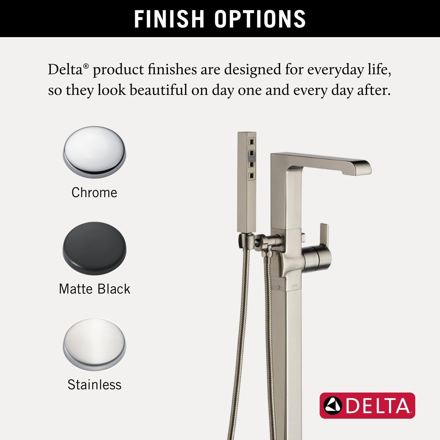Delta Ara Freestanding Tub Faucet with Hand Held Shower, Brushed