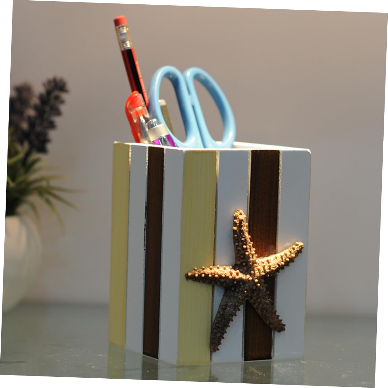 VILLCASE 3piezas Chic Wooden Desk Pen Holder Stylish and Functional Pencil Organizer for Students Desktop Decoration