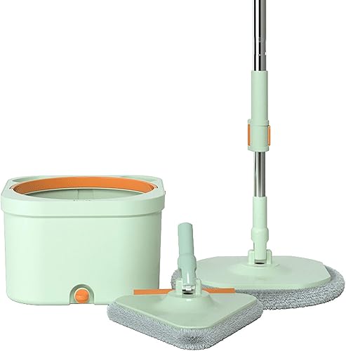 Juego de trapeador giratorio y cubo con 3 cabezales de trapeador, trapeador giratorio con cubo de 2.5 litros con escurridor, trapeadores separados