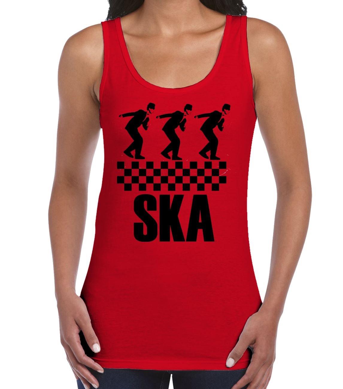 Tribal T-Shirts Womens Ska Dancers Vest Vest Top (Large, Red)