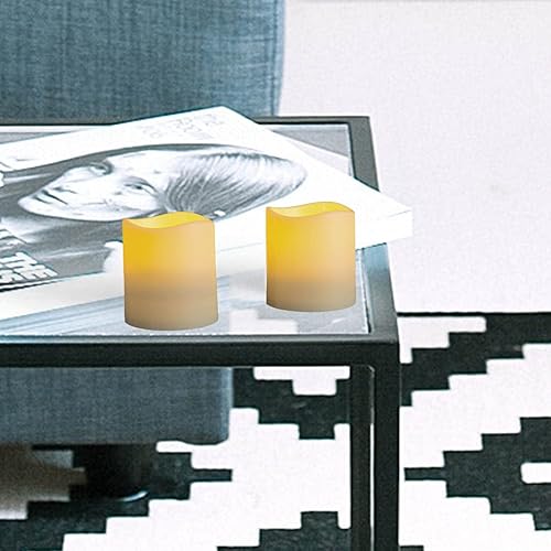 Miniatura 8 de Velas sin llama para exteriores de 3 x 3 pulgadas funciona con pilas impermeable llama LED parpadeante control remoto con temporizador velas