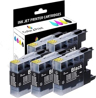 C4P LC75 Compatible Ink Cartridge for Brother LC75BK LC-75 LC-75 XL black for MFC-J5910DW MFC-J6510DW MFC-J6710CDW MFC-J6910DW MFC-J280W MFC-J425W MFC-J430W MFC-J435W MFC-J625DW MFC-J825DW Printer (5 Black)