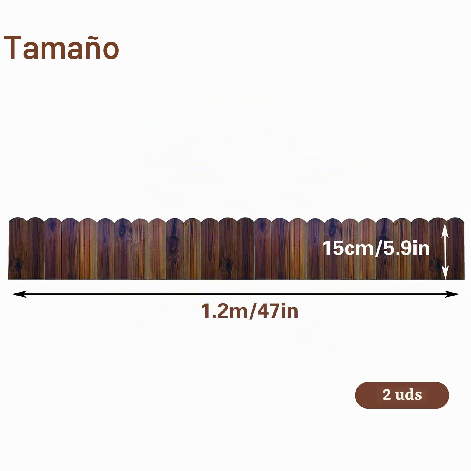 Bordura de jardín de madera, valla enrollable, valla de jardín 120x15cm, borde enrollable flexible de madera, decoración de jardín, mini valla de jardín para jardín
