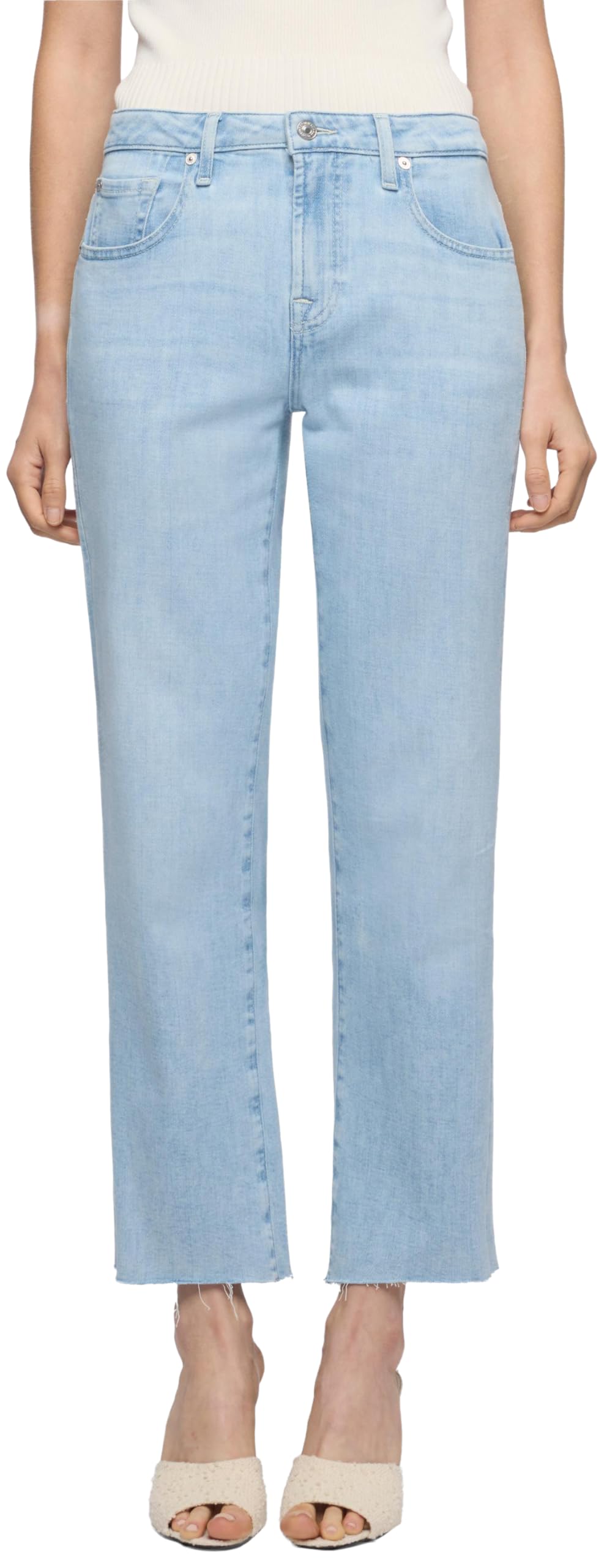 7 For All Mankind - Calie Straight Ankle Dewdrop with Raw Cut, Jeans Donna
