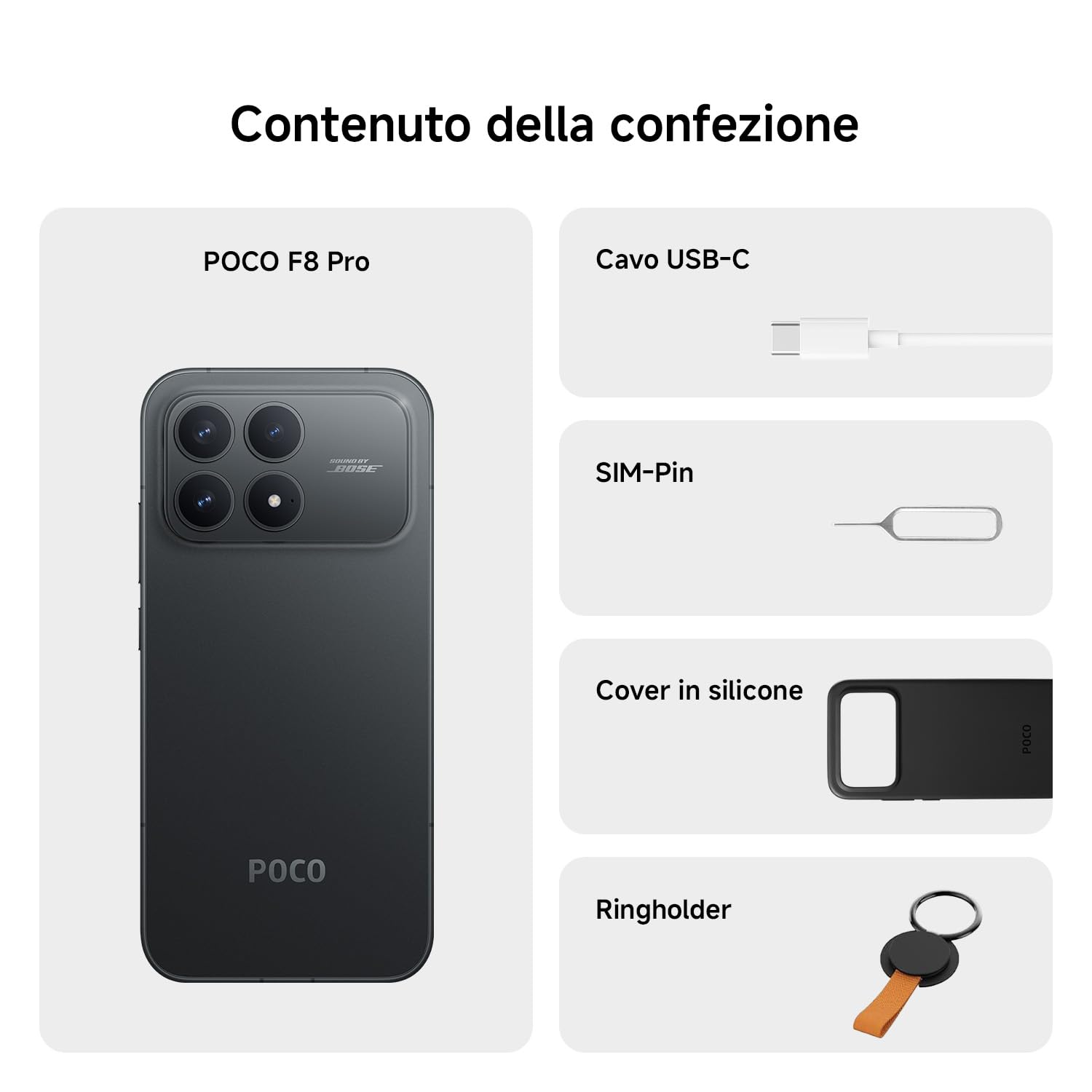 XIAOMI POCO F8 Pro, Smartphone 12+512 GB, Display AMOLED 6,59" 120Hz, Tripla Fotocamera 50MP Teleobiettivo 60mm, Audio Sound by Bose, Batteria 6210mAh, Blu, Garanzia 2 anni, Caricatore escluso