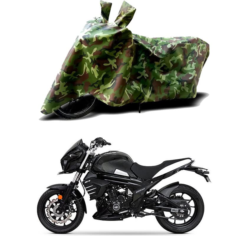 Image of 100% Water Resistant Bike Scooty Two Wheeler Body Cover Compatible for Mahindra Mojo 300 Pearl /UV-Rays /Heat Protection /Birds Dropping /Scratchproof /Dust Proof /Waterproof /All [Green MJ]