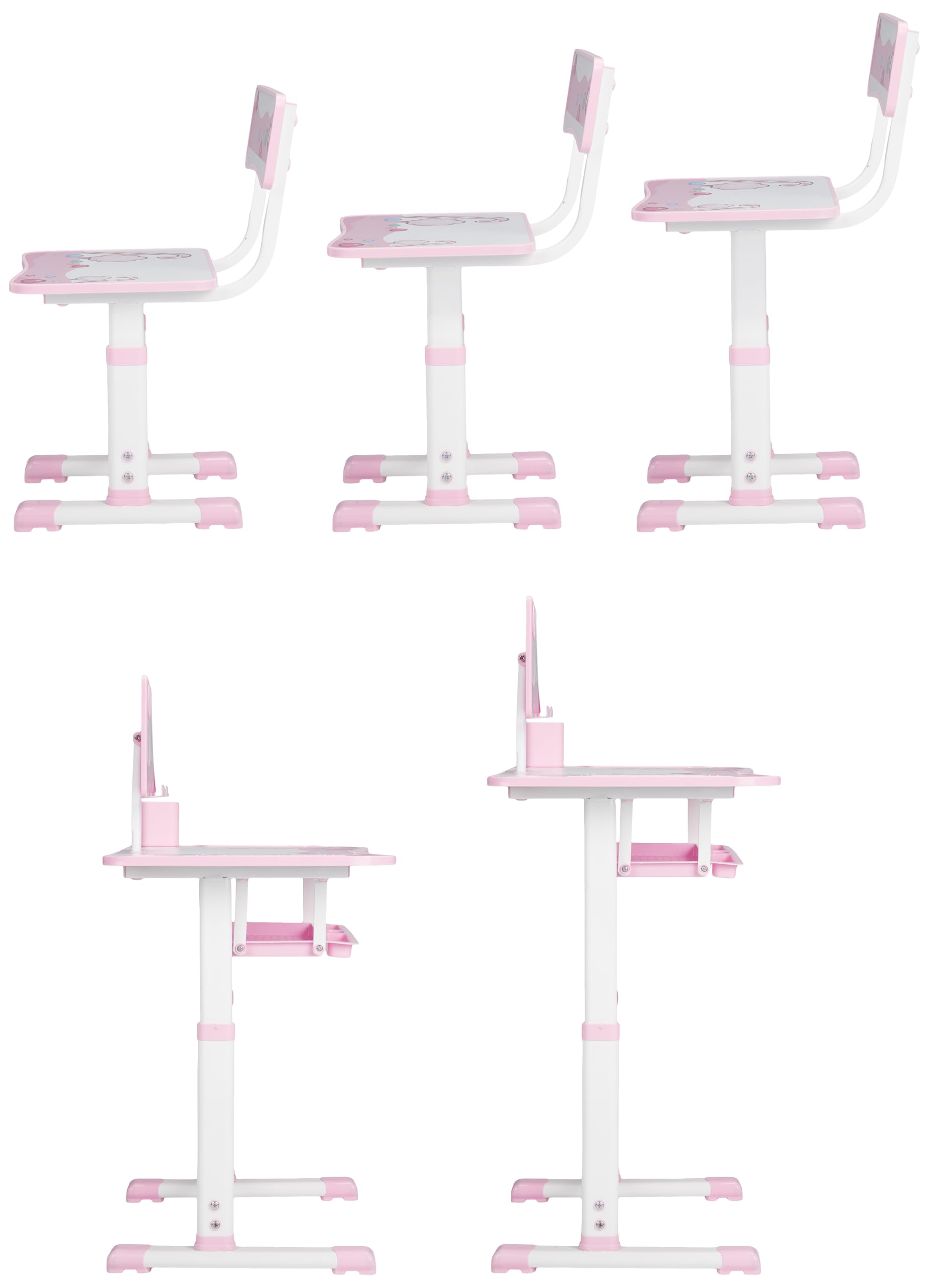 Amazon Brand - Supples Study Table for Kids | Suitable for 3-12 Years | Kids Study Table with Height Adjustable Table & Chair, Book Storage & Pen Holder | Pink | Candy Print - Image 4 thumbnail