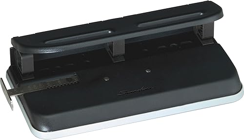 Miniatura 4 de Swingline Perforadora de 2 a 7 agujeros, semiajustable, perforadora de agujeros resistente, fácil al tacto, capacidad de perforación de 24 hojas,
