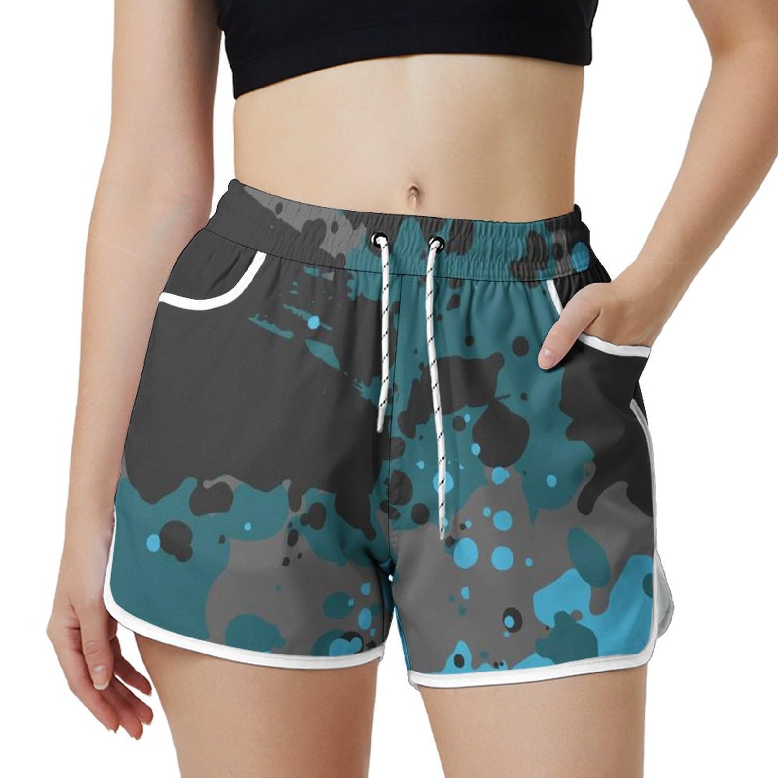 AYUNIX Women's Running Shorts with Pockets Quick Dry Performance Shorts for Women Black Athletic Workout Gym Shorts