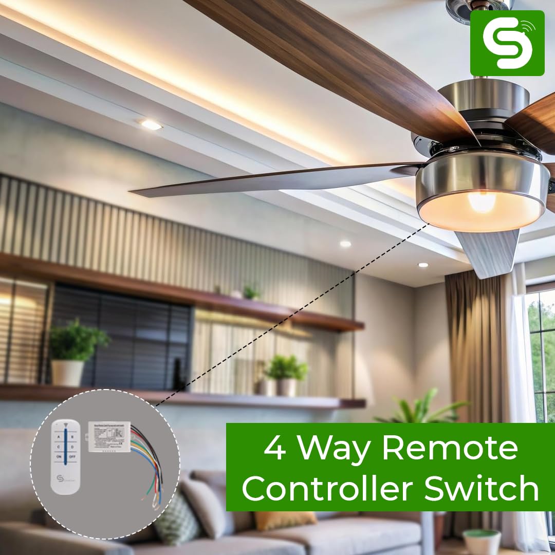 ESYSENSE 4-Way RF Remote Control Switch 220-240V for Lights & Fans ESY-TC35 2