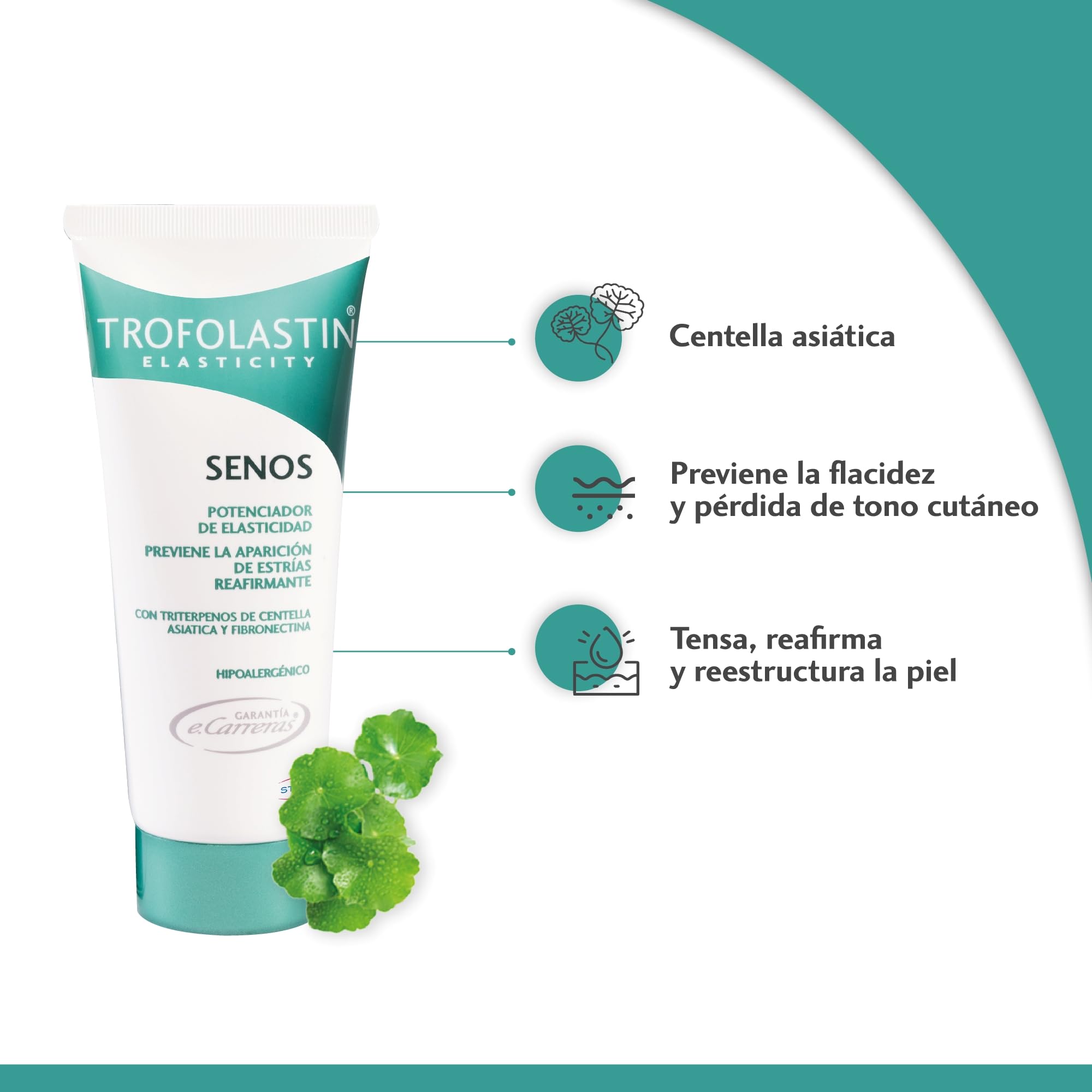 Trofolastin - Reafirmante de Senos -Crema antiestrías para senos, restructura y tensa la piel - Con Centella asiática- 75 ml