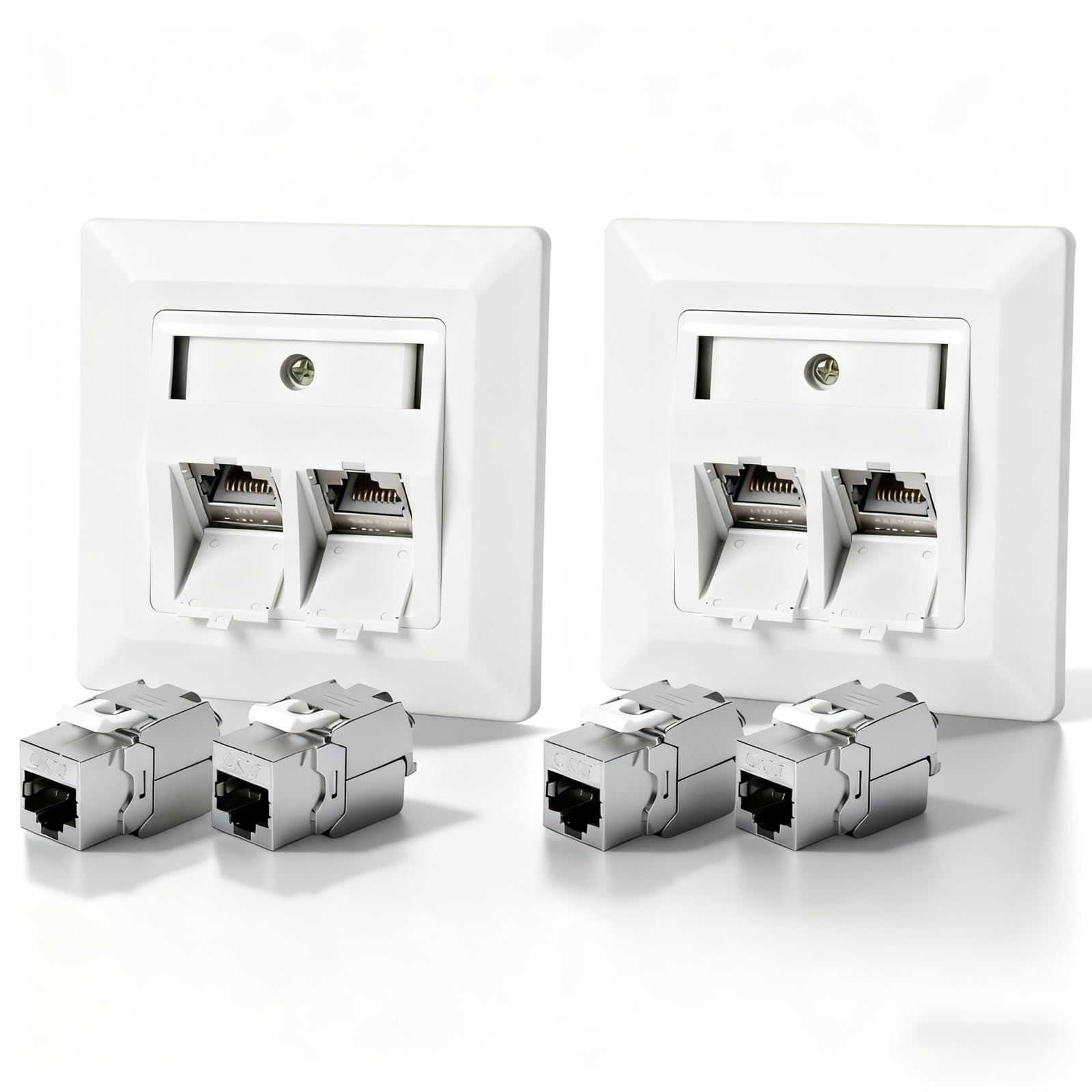 ホワイト Cat5e Cat6A LANモジュラジャック 神保電器】マイルドビー LAN用Cat6A対応（8極8心 埋込モジュラジャック PCケーブル・コネクタ
