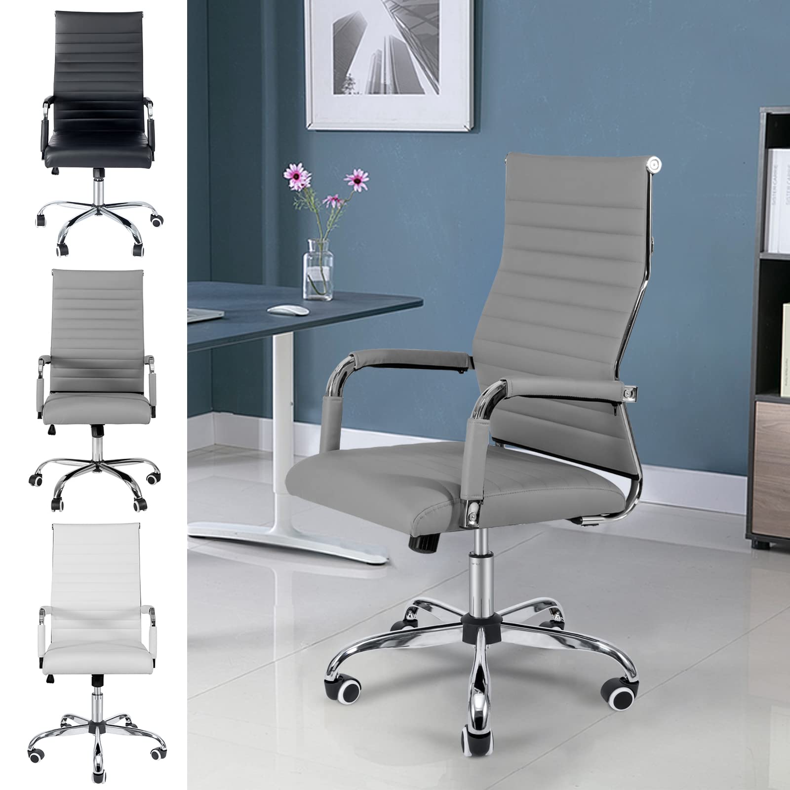 Buy LUCKWIND Office Executive Desk Chair Conference Task Computer Ribbed Modern Adjustable