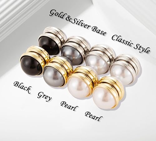 Miniatura 2 de Imanes de hiyab fuertes con perlas de seguridad magnética para ropa, bufandas, imán de hiyab Niqab para mujeres y niñas, Plata Perla