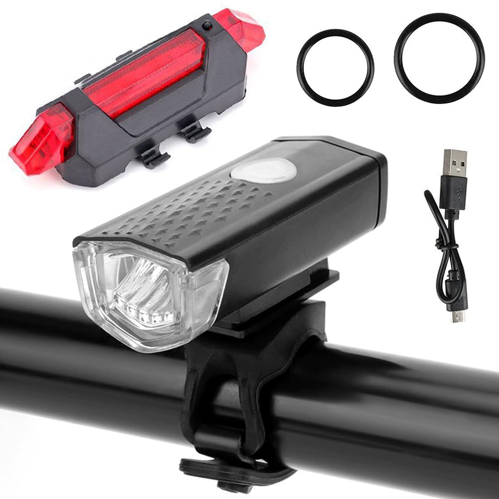 Bike Lights Front and Back Super Bright USB Rechargeable Waterproof Mountain Road Safety & Easy Mount LED Bicycle Lights for Safe MTB & Road Cycling