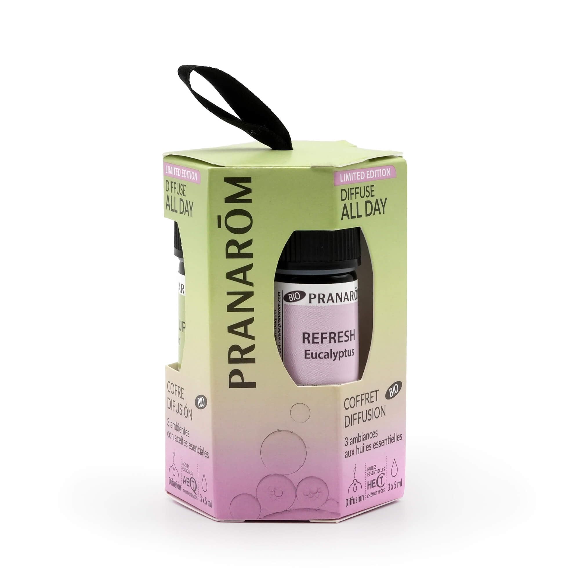 PRANARÔM - LES DIFFUSABLES - Coffret Diffuse All Day - 3 synergies d'Huiles Essentielles - Diffusion - 3x5ML - BIO