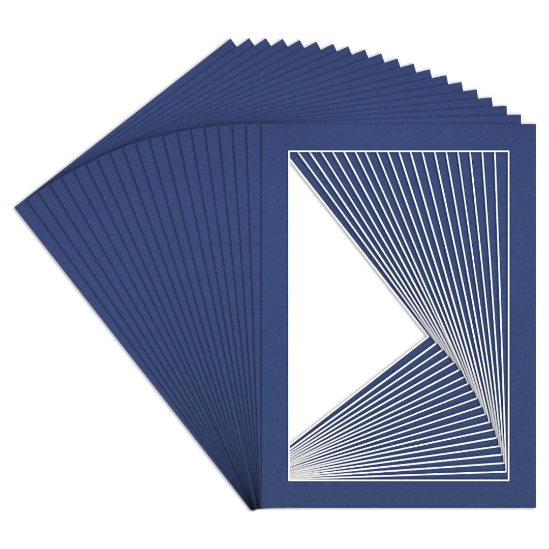 Procut Global 70x50cm Blue Picture Mounts to Fit 60x40cm Aperture - Precision Cut Cardboard Photo Mount - Ideal for Frames, Prints, Artwork & Certificates - Sizes & Colours Available - 20 Pack